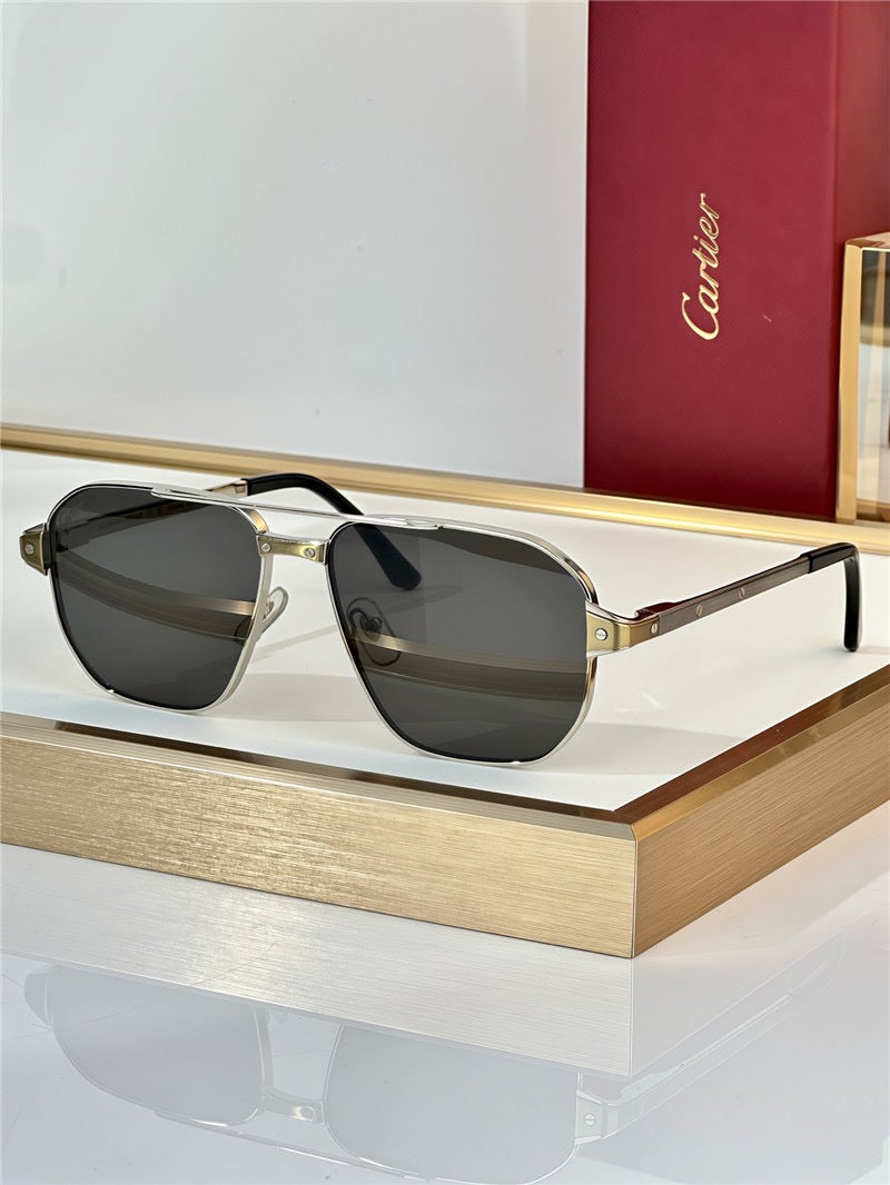 Cartier Exception POLARISED CT0424S 001 Sunglasses Pilot 59-15-140 ✨