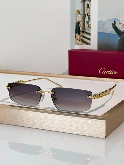 Cartier CT0544S 002 Gold Grey Rectangular Photochromic Unisex Sunglasses 🐆