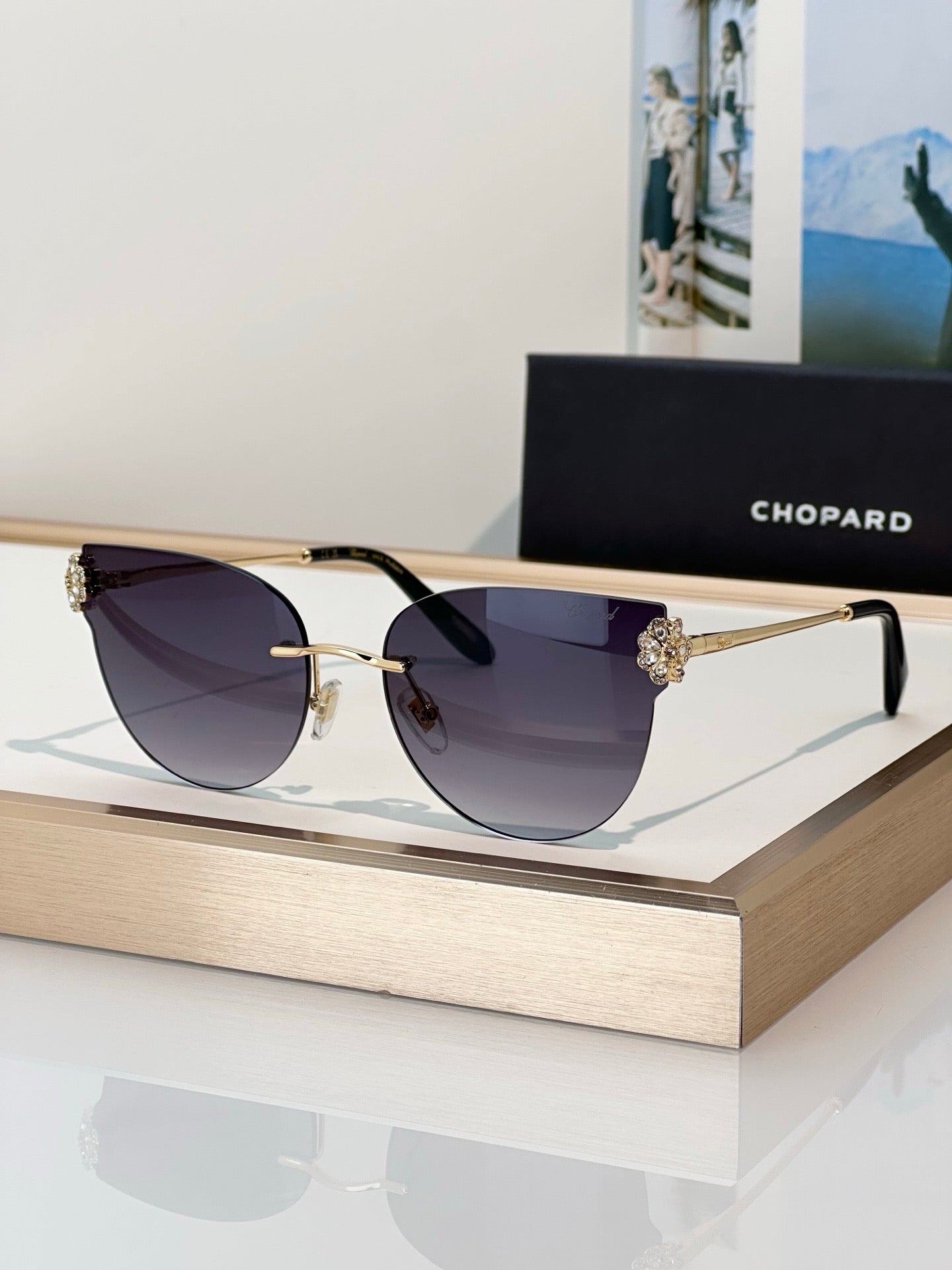 Chopard  VCHL61S - 300K Polished Rose Gold-Silver Sunglasses  ✨