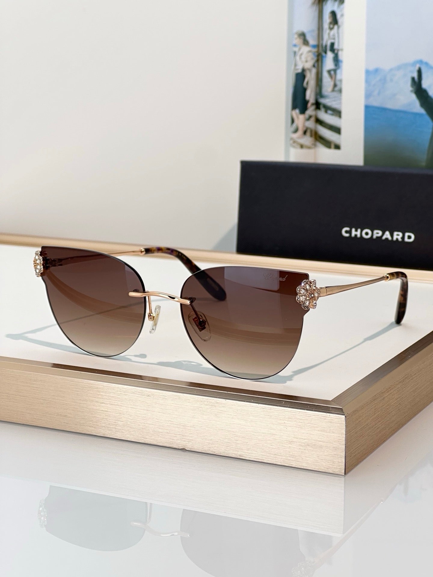 Chopard  VCHL61S - 300K Polished Rose Gold-Silver Sunglasses  ✨