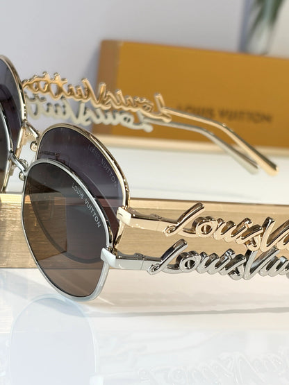 Louis Vuitton Z3193U LV Script Metal Round Sunglasses  ✨