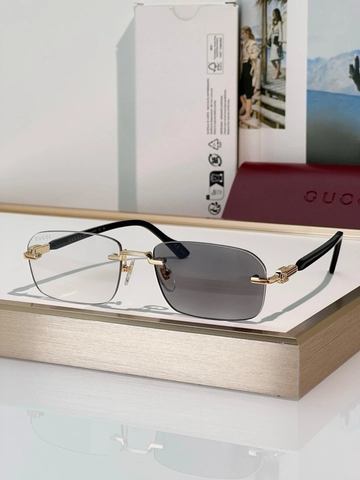 Gucci GG1221S Rimless  Unisex Sunglasses ✨
