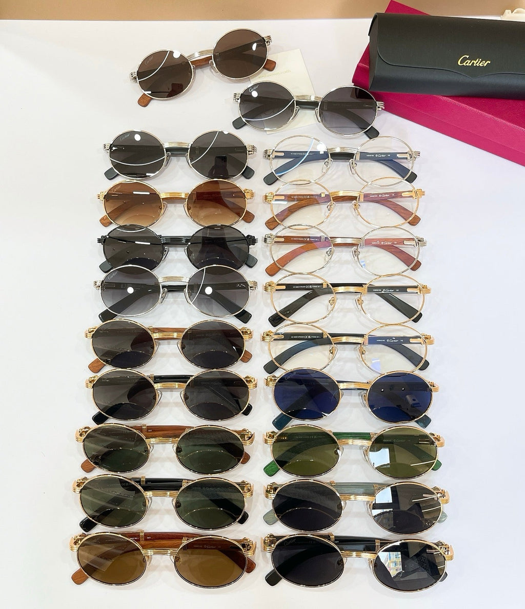 Cartier Première Round-Frame Gold-Tone and Wood  CT0464S Sunglasses 🐆 $3500