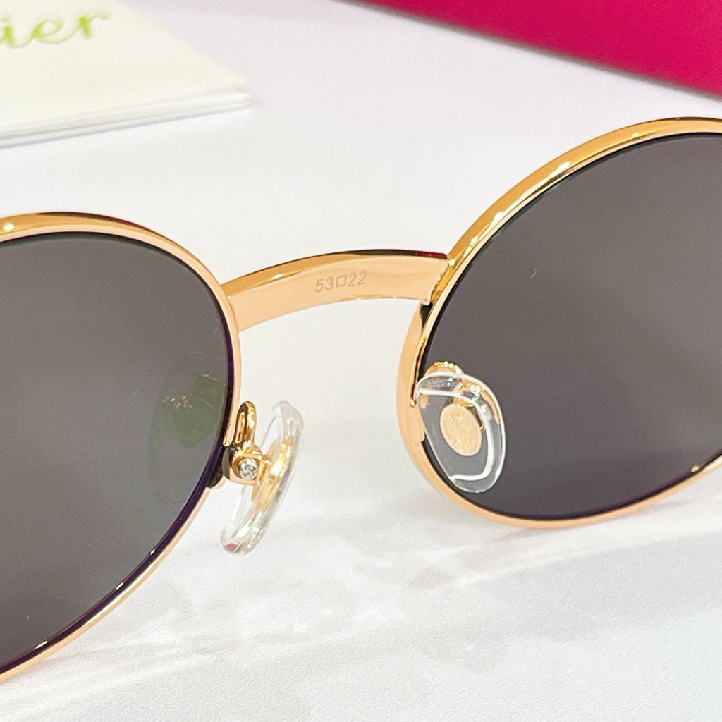 Cartier Première Round-Frame Gold-Tone and Wood  CT0464S Sunglasses 🐆 $3500
