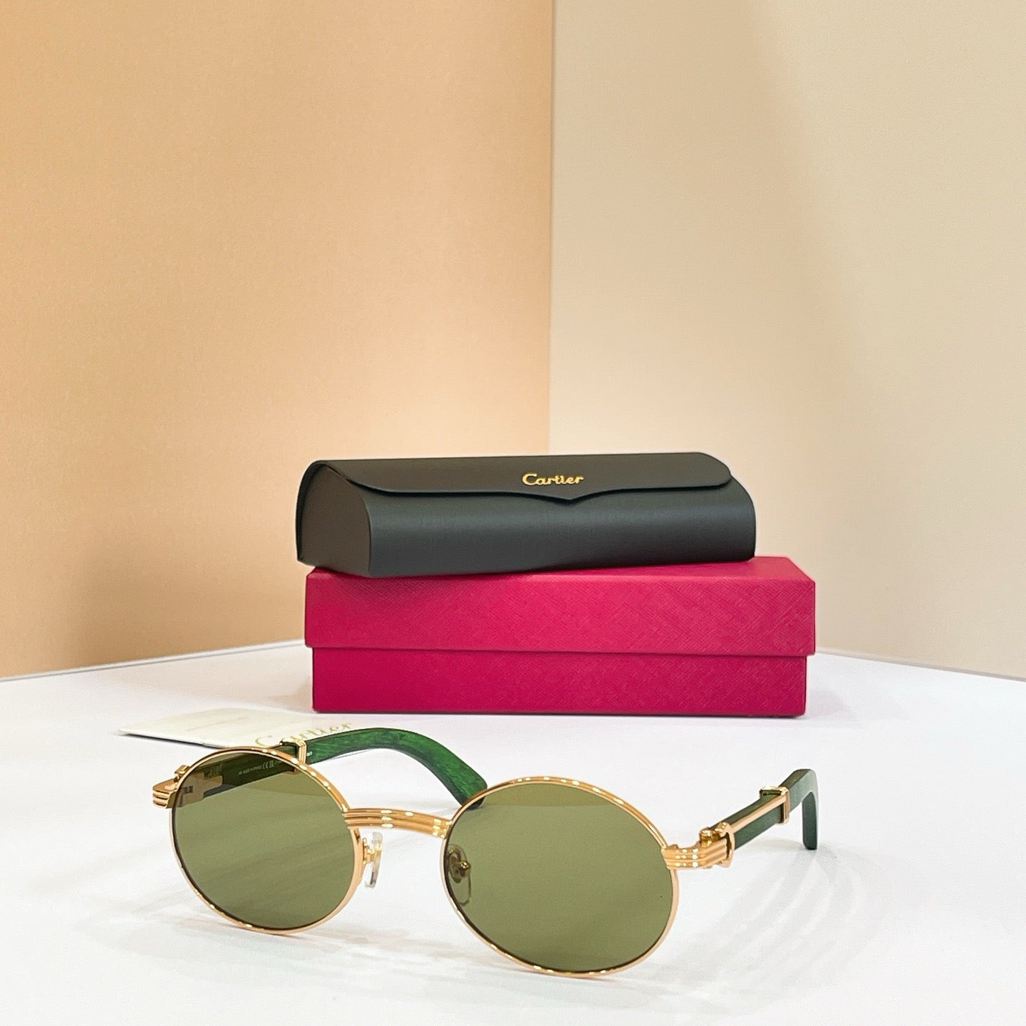 Cartier Première Round-Frame Gold-Tone and Wood  CT0464S Sunglasses 🐆 $3500