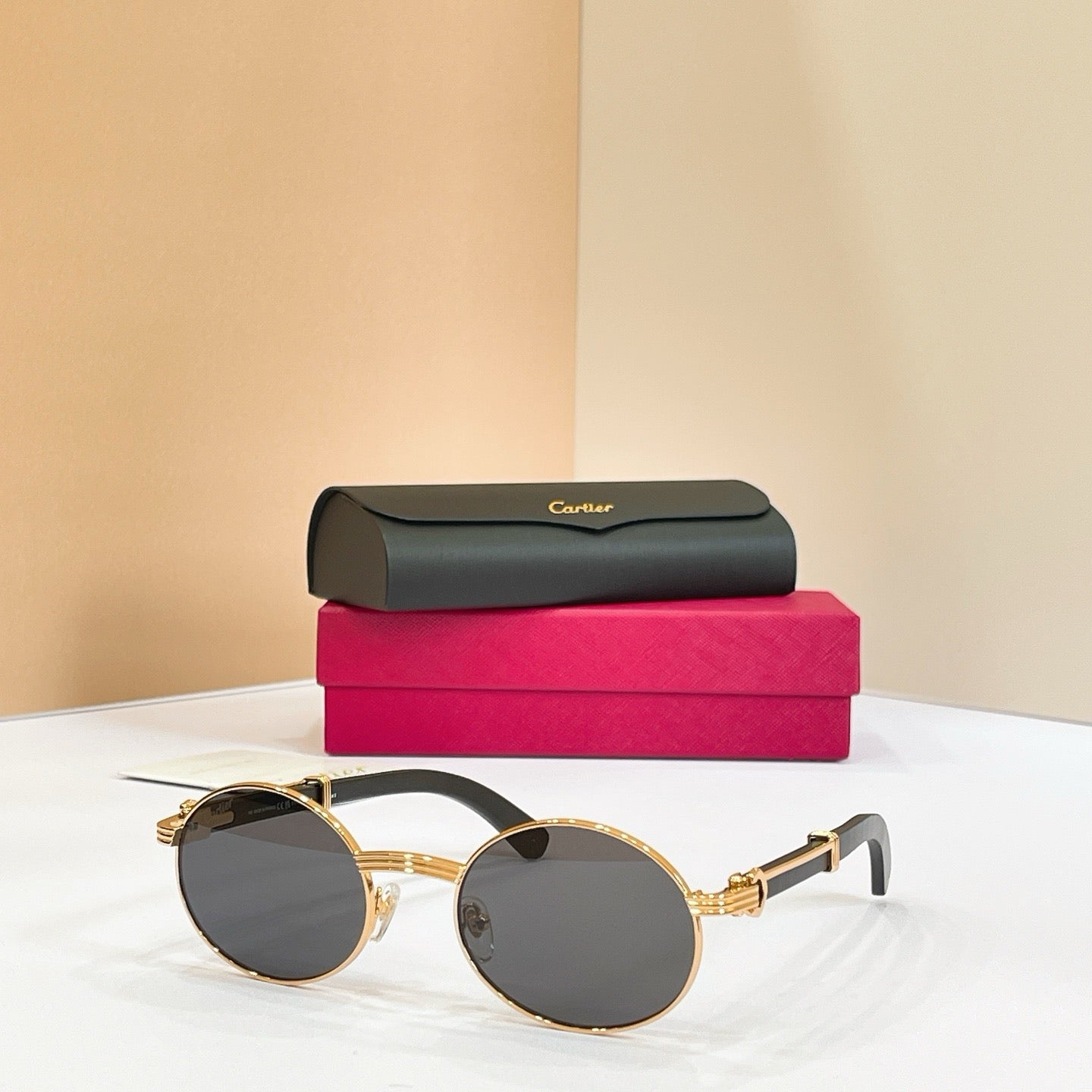 Cartier Première Round-Frame Gold-Tone and Wood  CT0464S Sunglasses 🐆 $3500