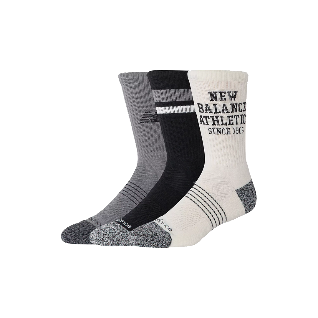 ACTIVE GRAPHIC CREW SOCKS 3 PACK BLACK MULTI