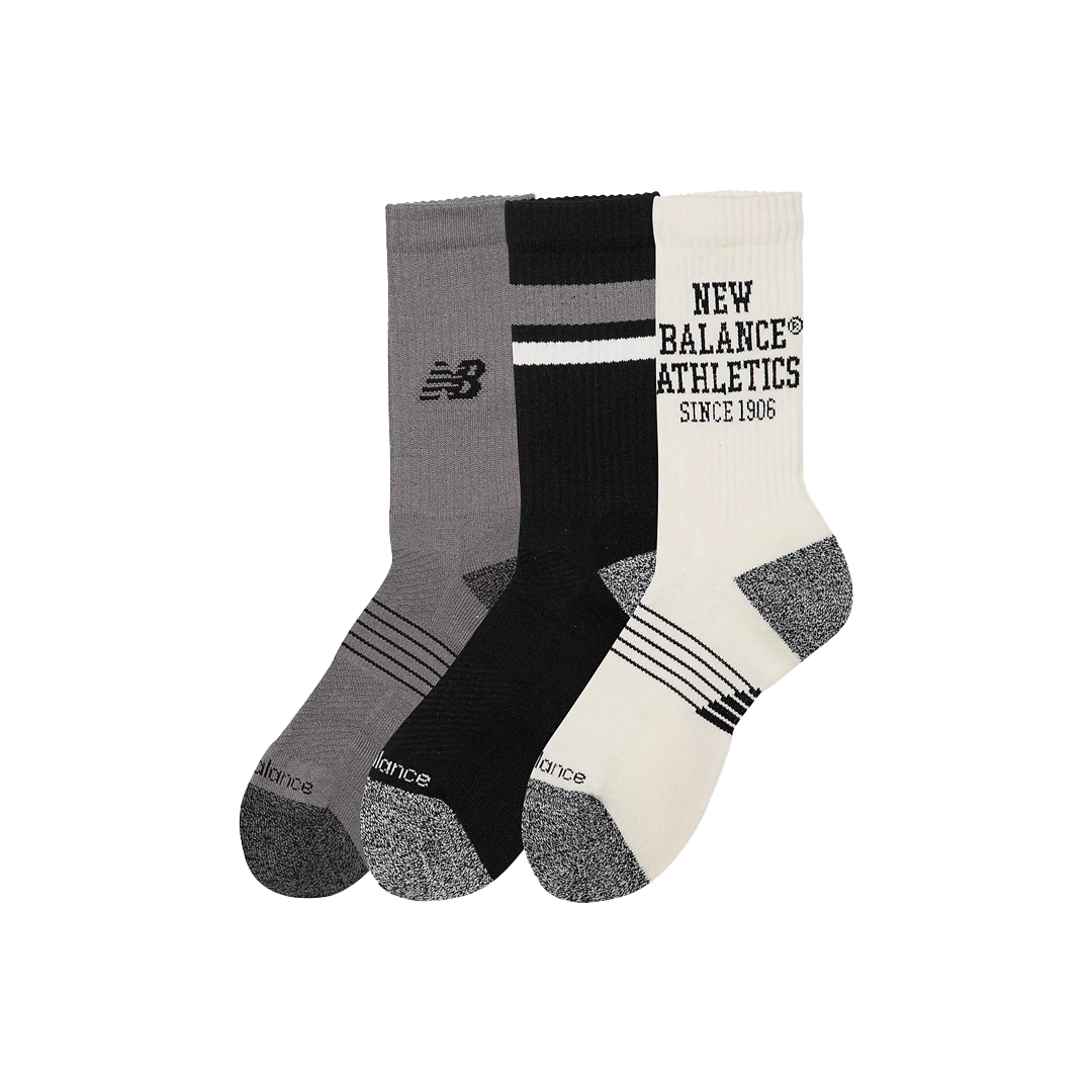 ACTIVE GRAPHIC CREW SOCKS 3 PACK BLACK MULTI
