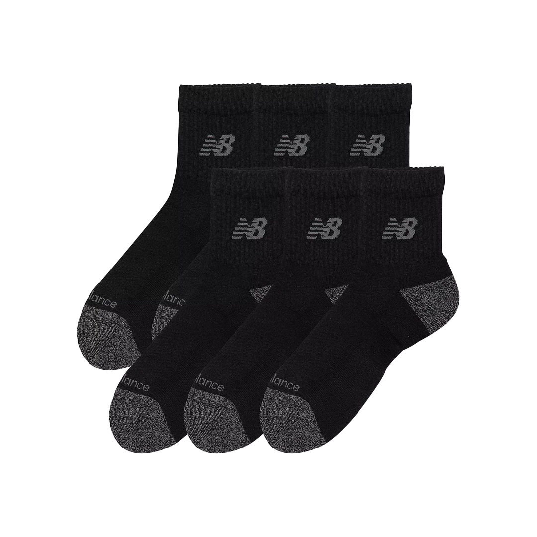 ACTIVE QUARTER SOCKS 6 PACK BLACK