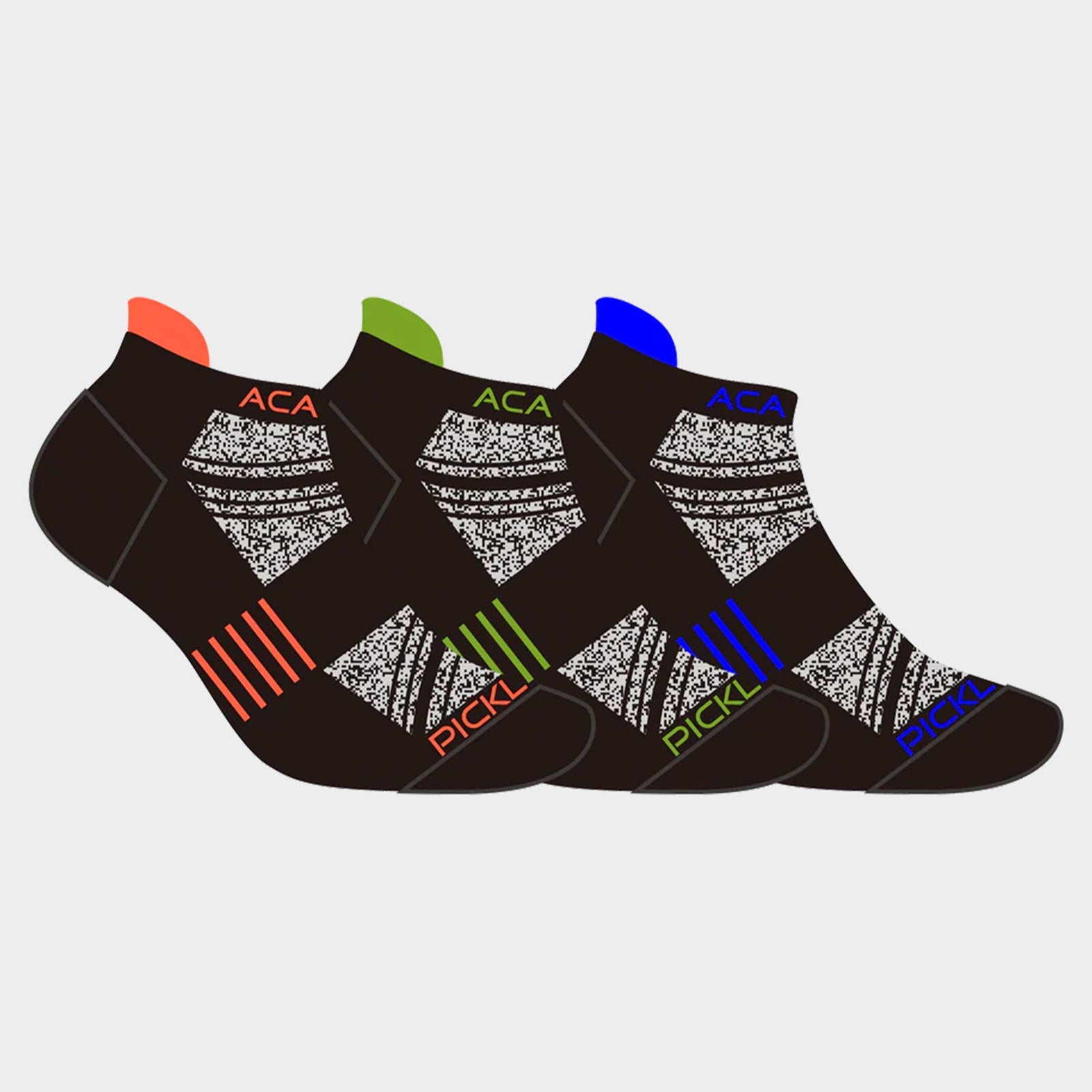 Acacia Performance Pickleball Socks – Black & Multi-Color (3-Pack)