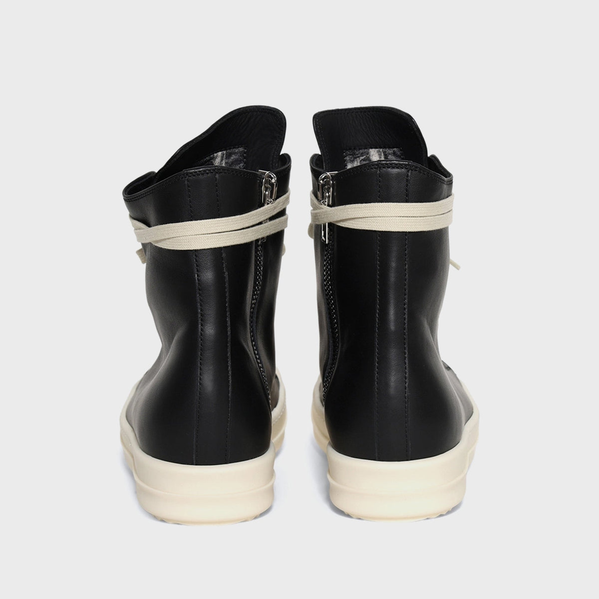 Rick Owens WMNS Hollywood Calf Leather Sneakers – Pelle Black / Milk / Milk