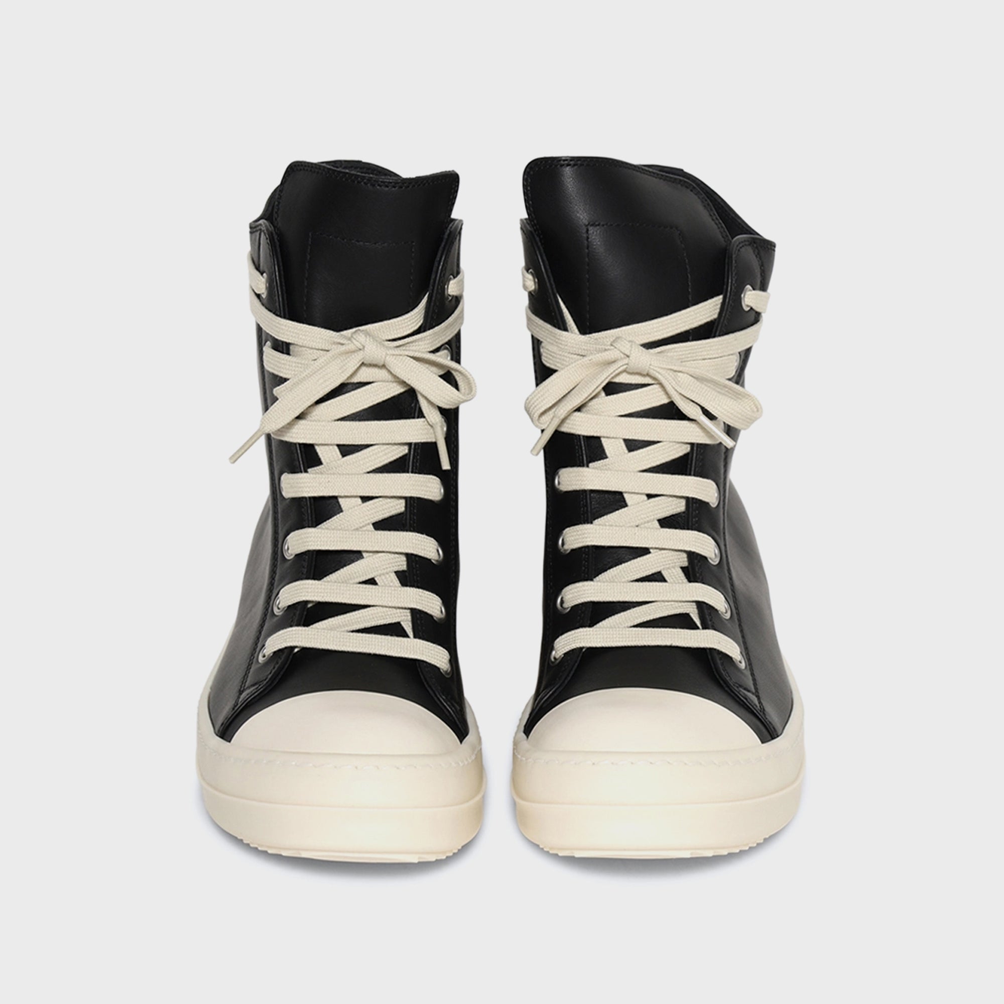 Rick Owens WMNS Hollywood Calf Leather Sneakers – Pelle Black / Milk / Milk Secondary image
