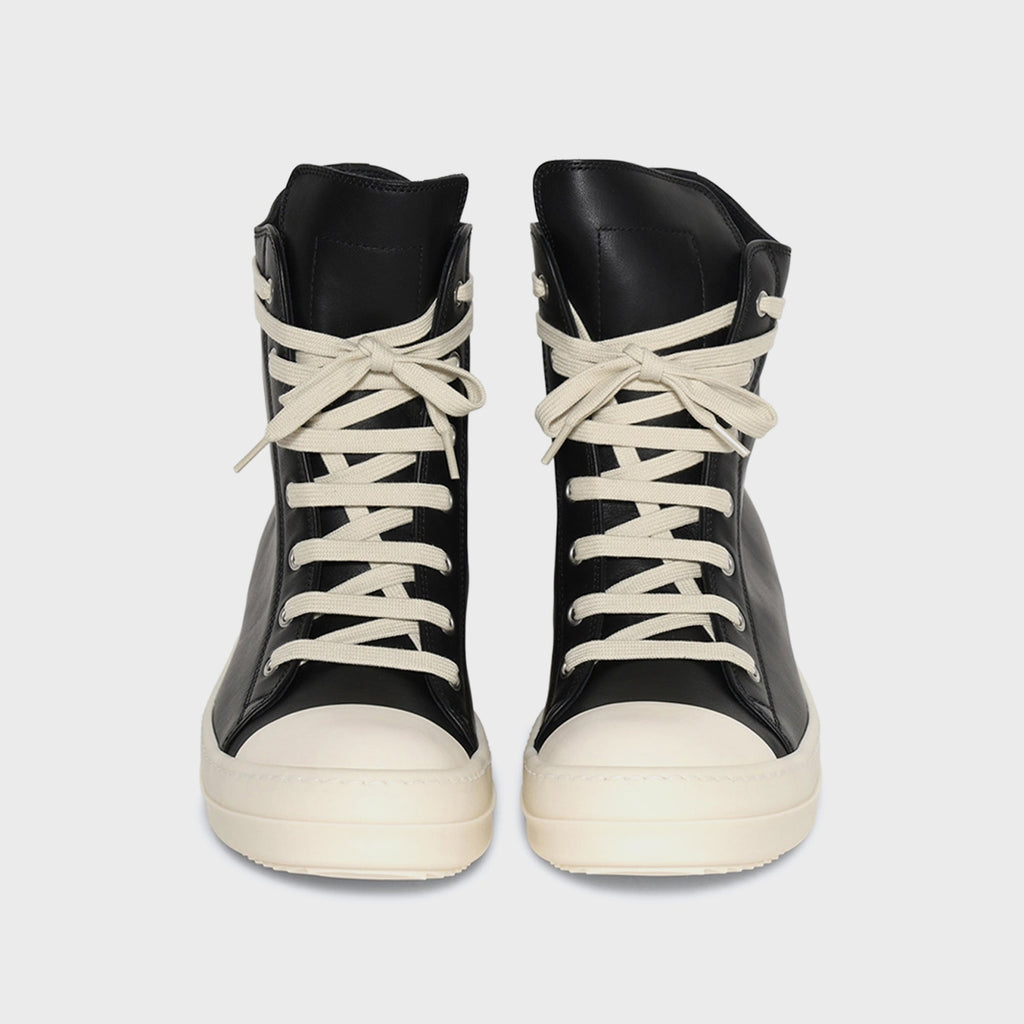Rick Owens WMNS Hollywood Calf Leather Sneakers – Pelle Black / Milk / Milk