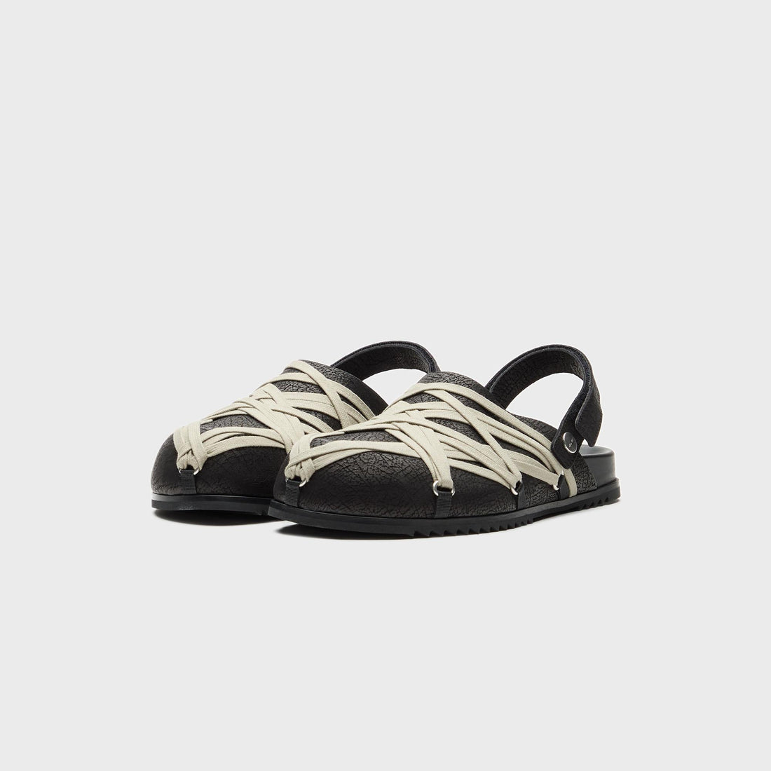 Rick Owens Megalace Mule Granola Mules- Pelle Black