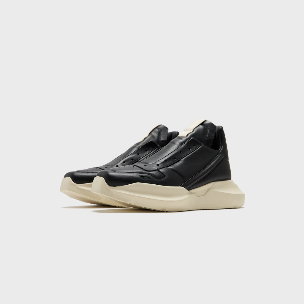 Rick Owens Scarpe Pelle Geth Runner – Black / Milk / Milk