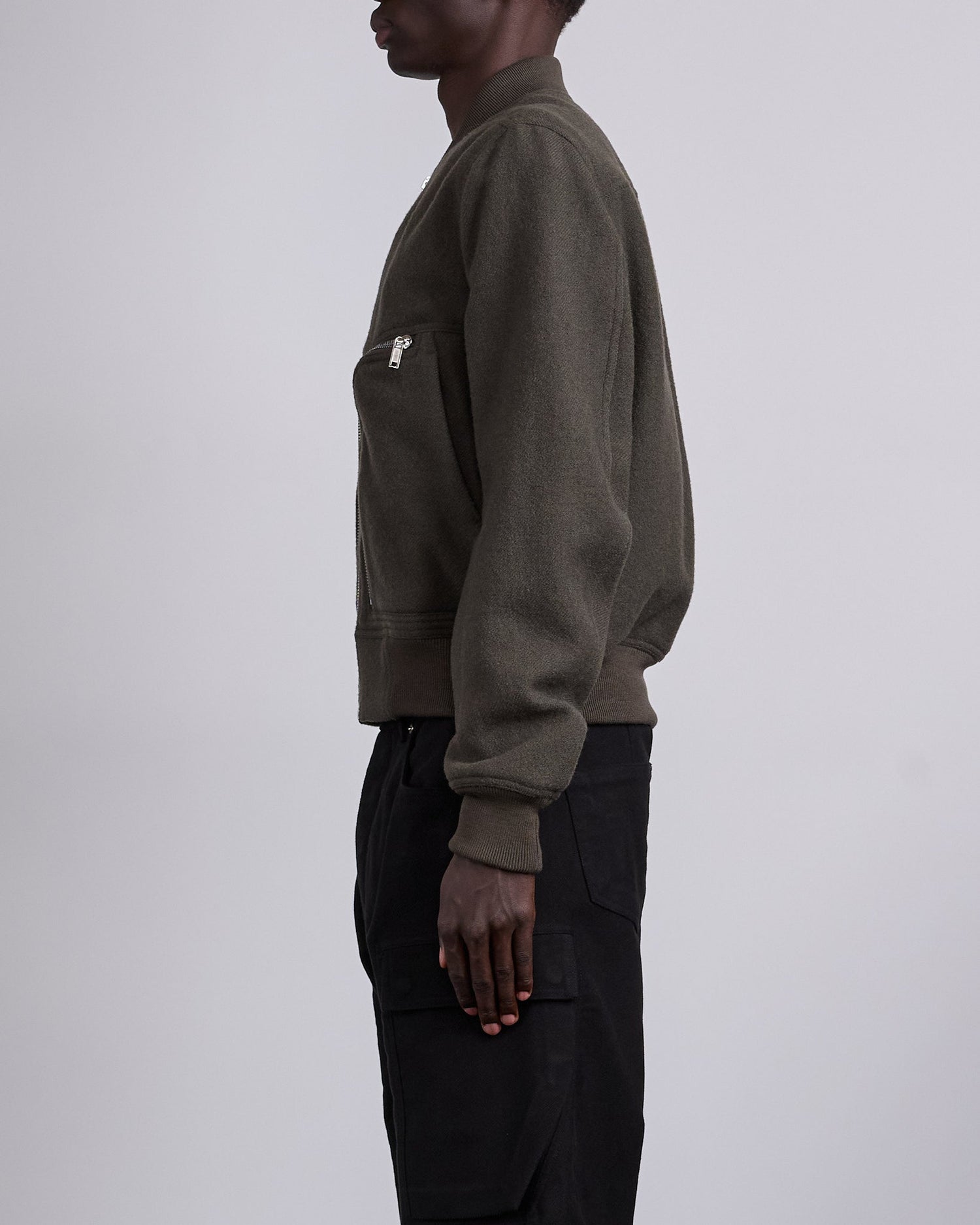 Rick Owens Bauhaus Flight Jacket Boiled Wool Bosco