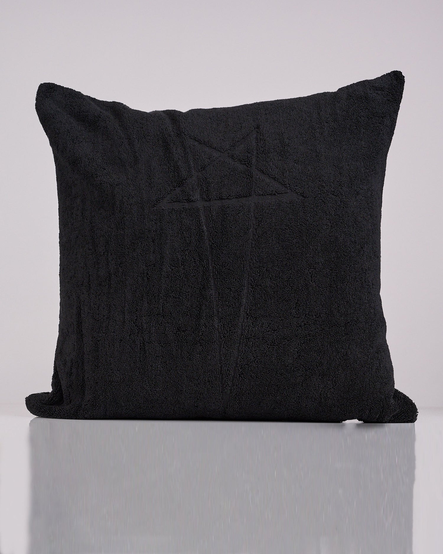Rick Owens Beach Pentagram Heavy Cotton Terry Pillow Black