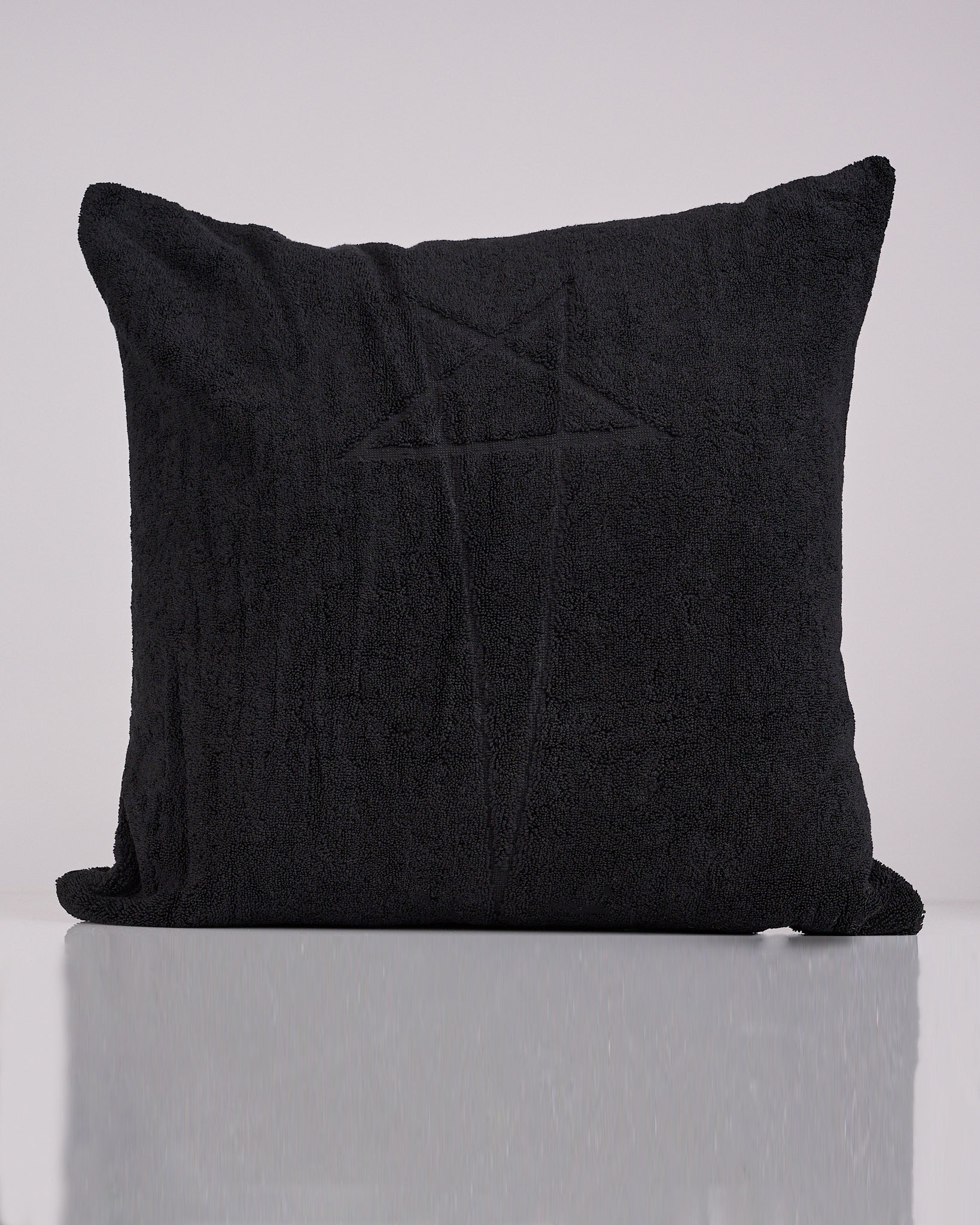 Rick Owens Beach Pentagram Heavy Cotton Terry Pillow Black
