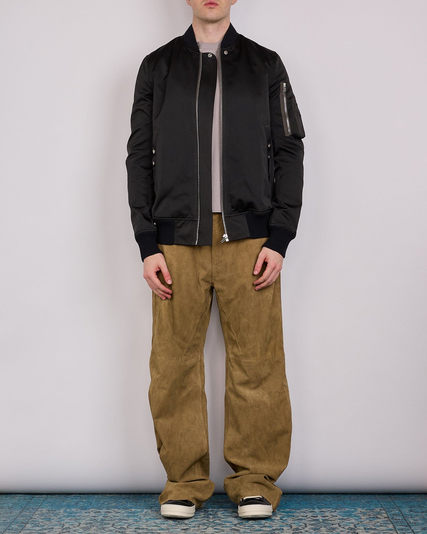 Rick Owens Classic Flight Jacket Tech Duchesse Black