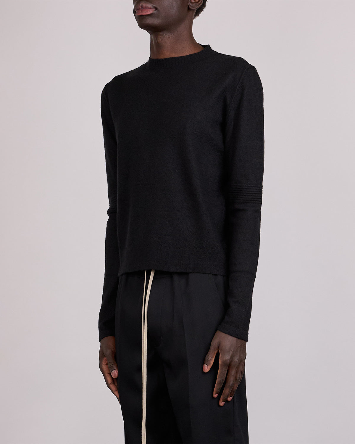Rick Owens Cropped Biker Cashmere Sweater Black