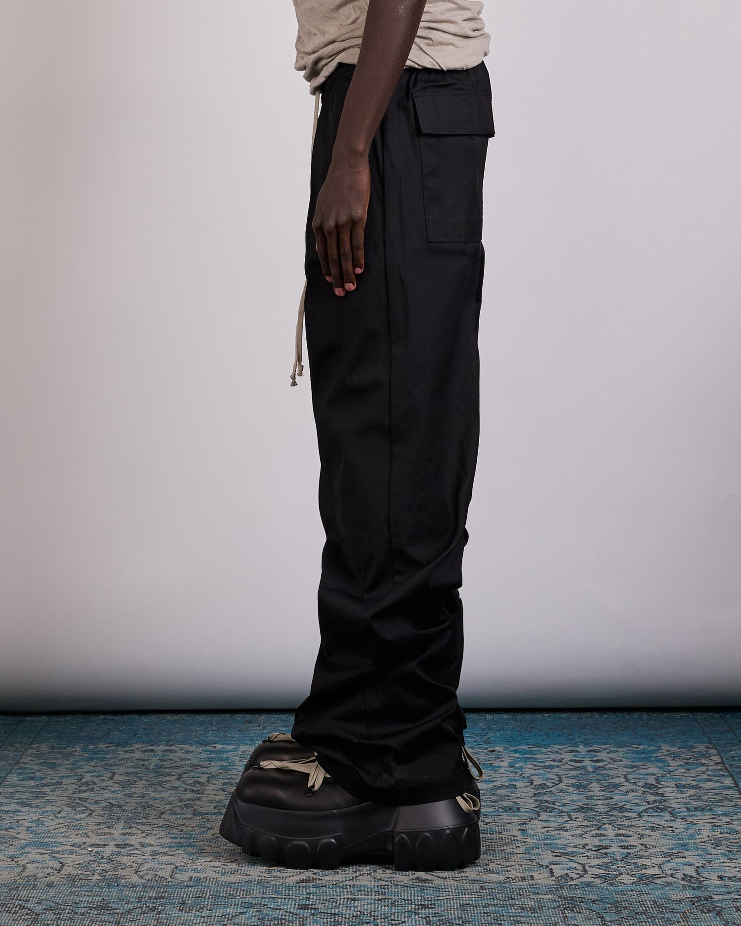 Rick Owens Drawstring Dietrich Pant TE Stretch Poplin Black