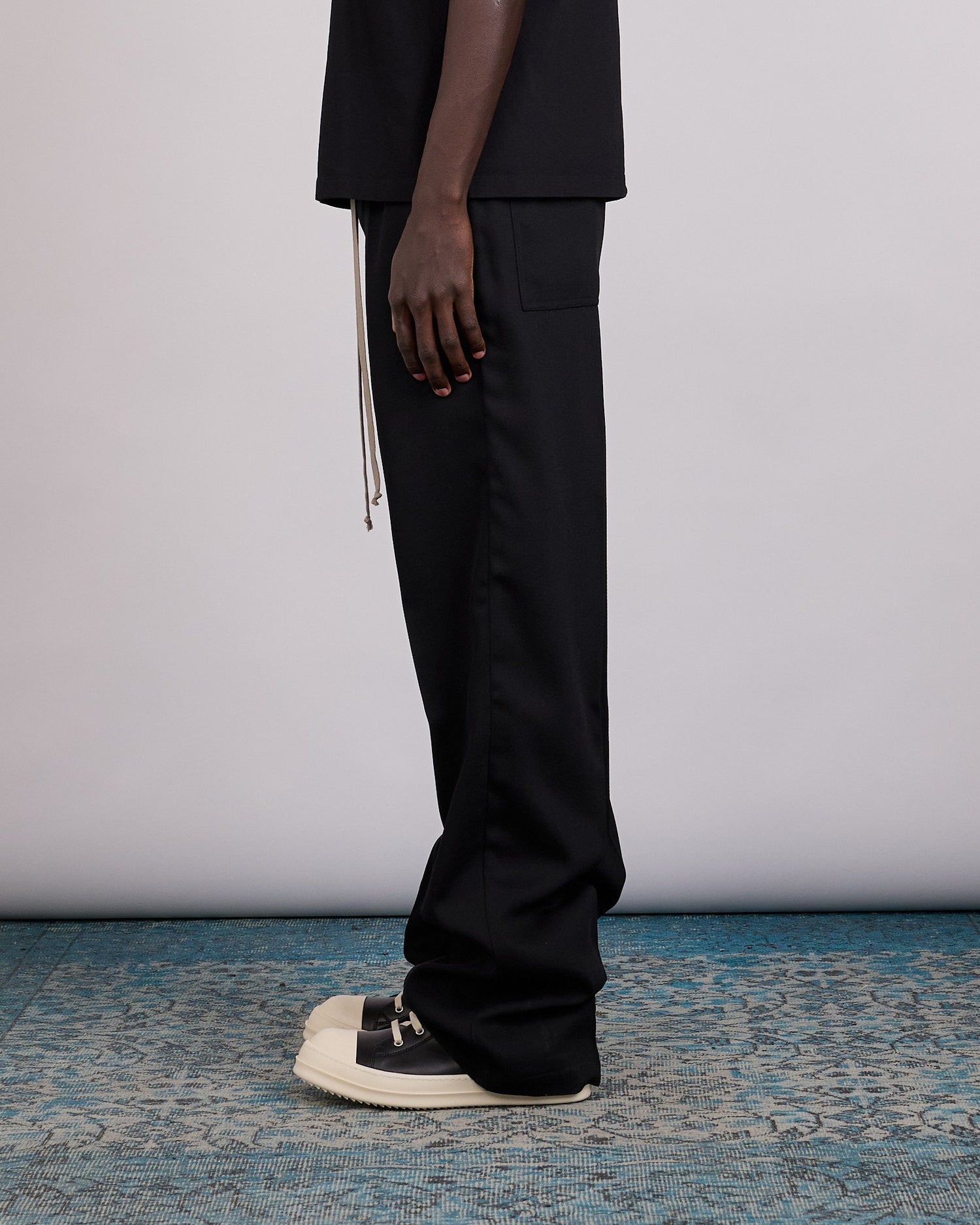 Rick Owens Drawstring Dietrich Pant Twisted Wool Black