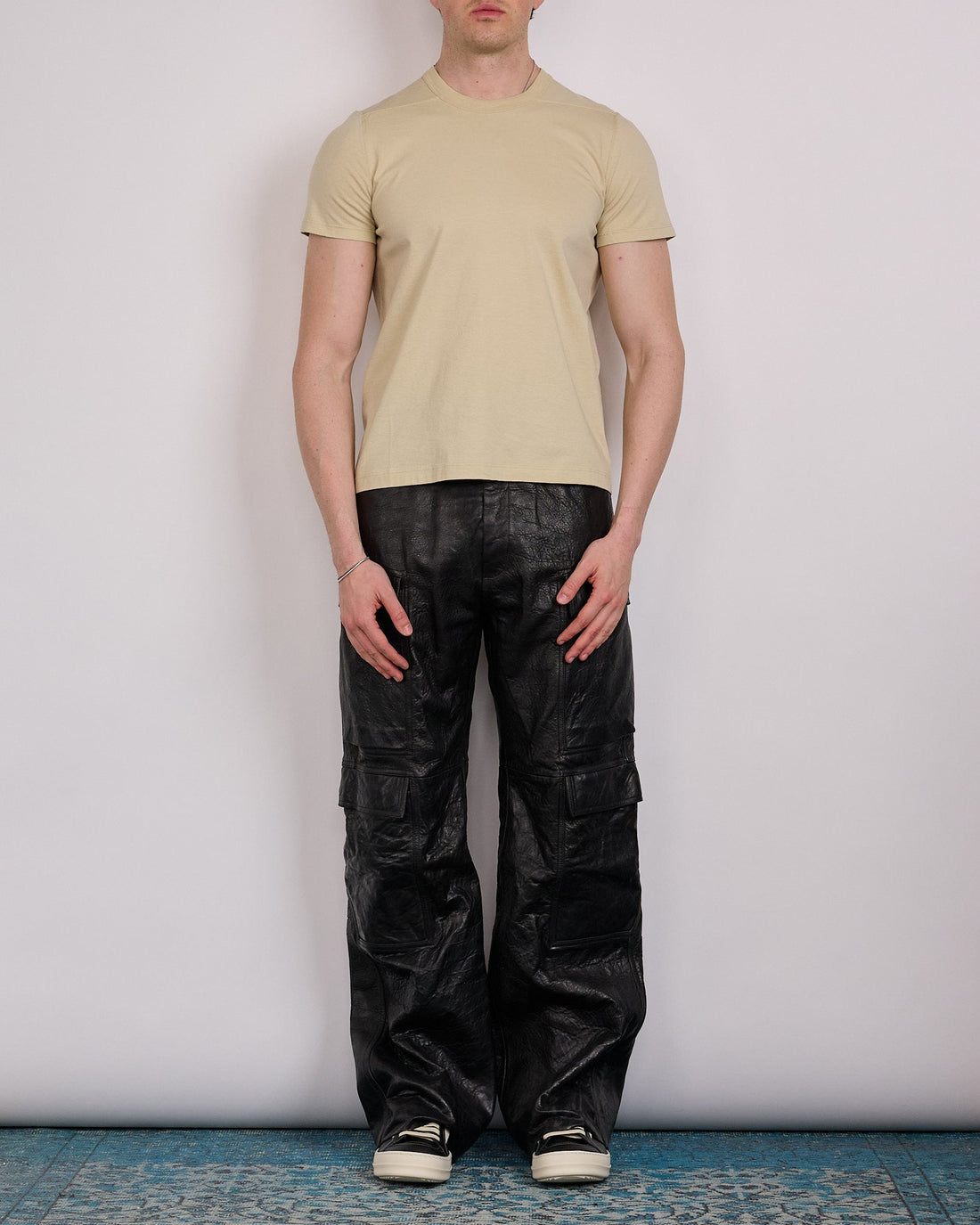 Rick Owens Geth Cargo Jean Tumbled Lamb Leather Black