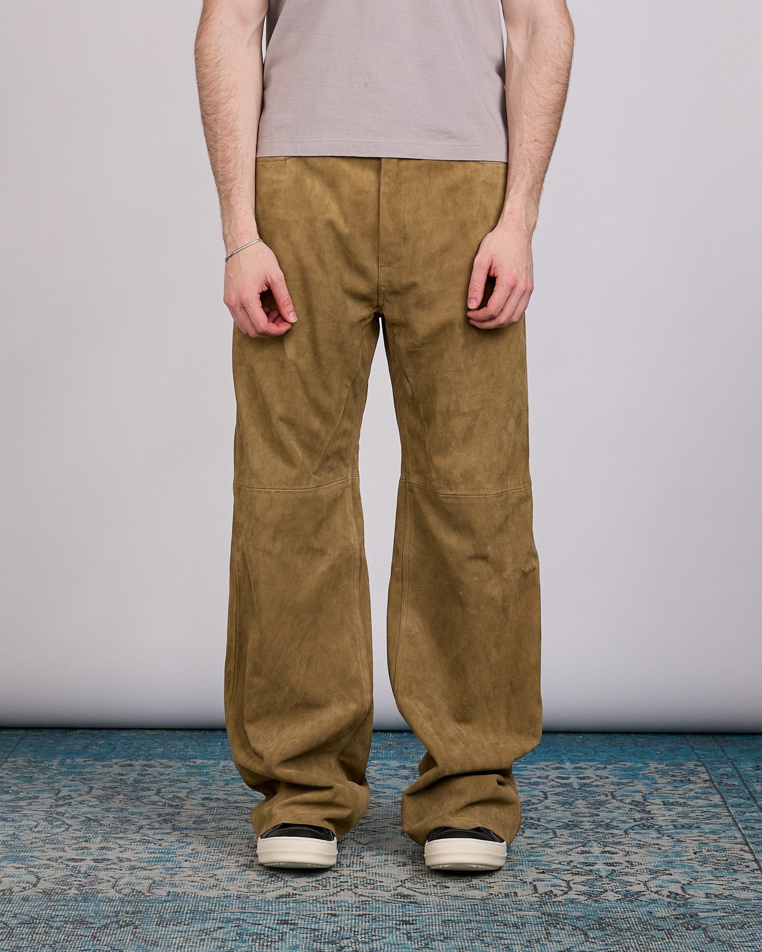 Rick Owens Geth Jean Sumi Suede Leather Brown