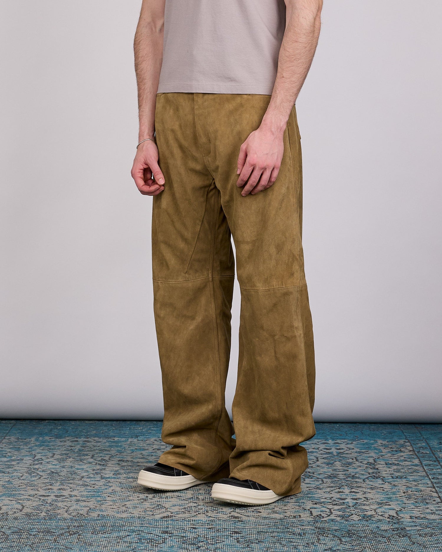 Rick Owens Geth Jean Sumi Suede Leather Brown