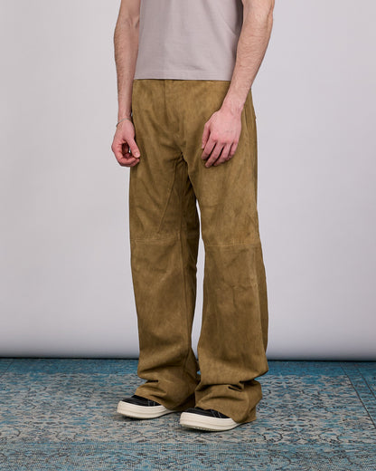 Rick Owens Geth Jean Sumi Suede Leather Brown