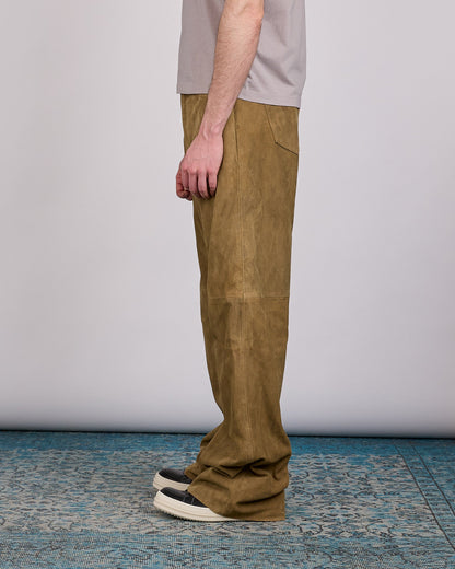 Rick Owens Geth Jean Sumi Suede Leather Brown