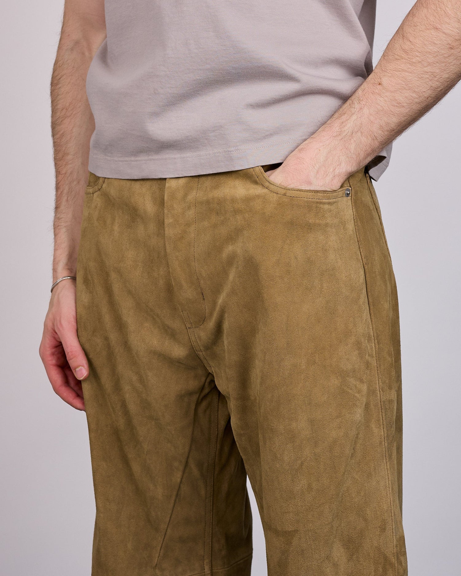 Rick Owens Geth Jean Sumi Suede Leather Brown
