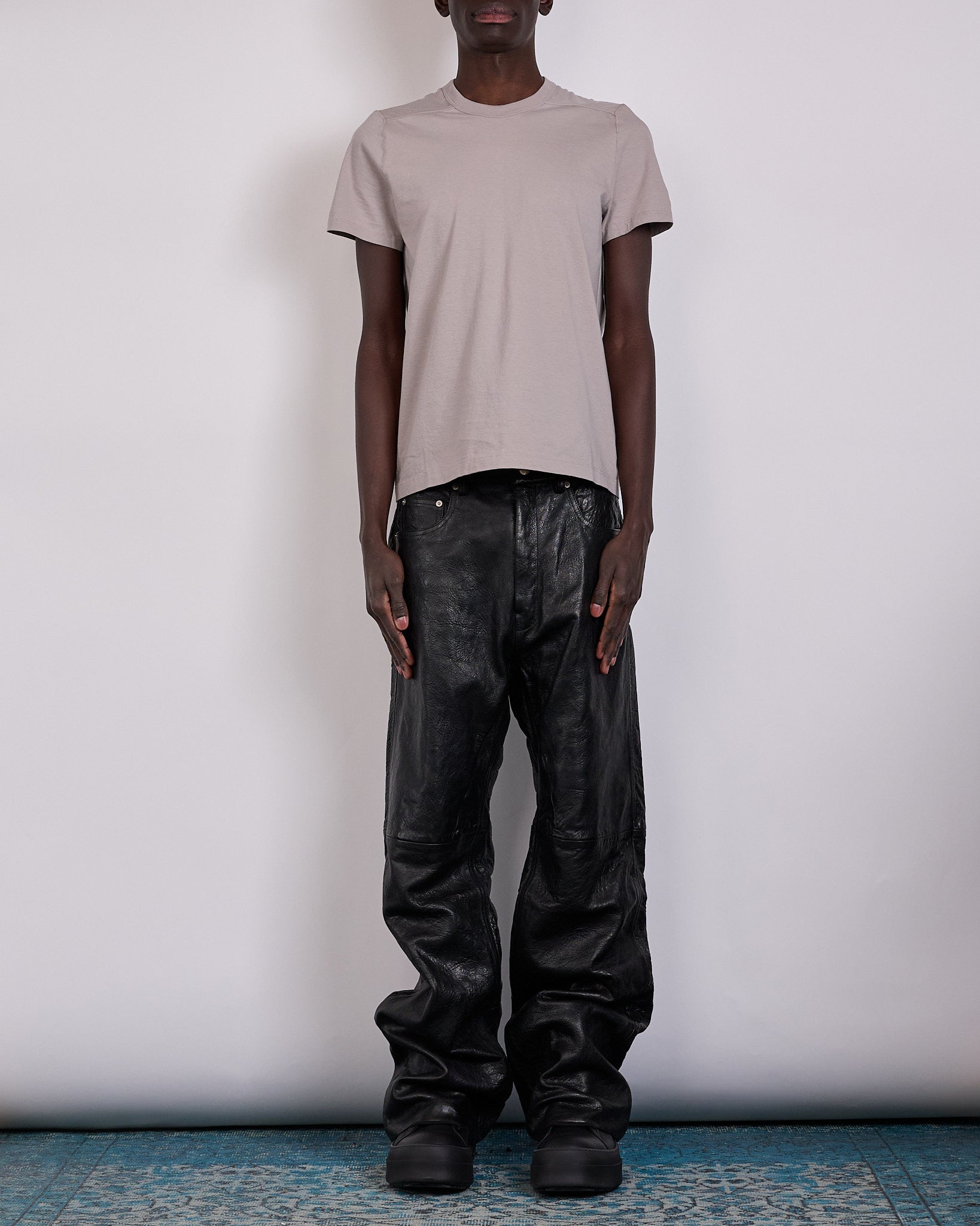 Rick Owens Geth Jean Tumbled Lamb Leather Black