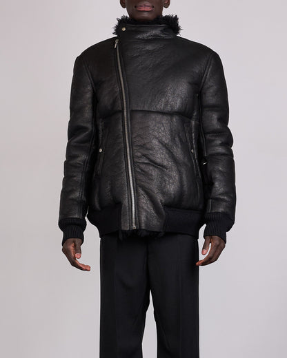 Rick Owens Hollywood Flight Shearling Jacket Black
