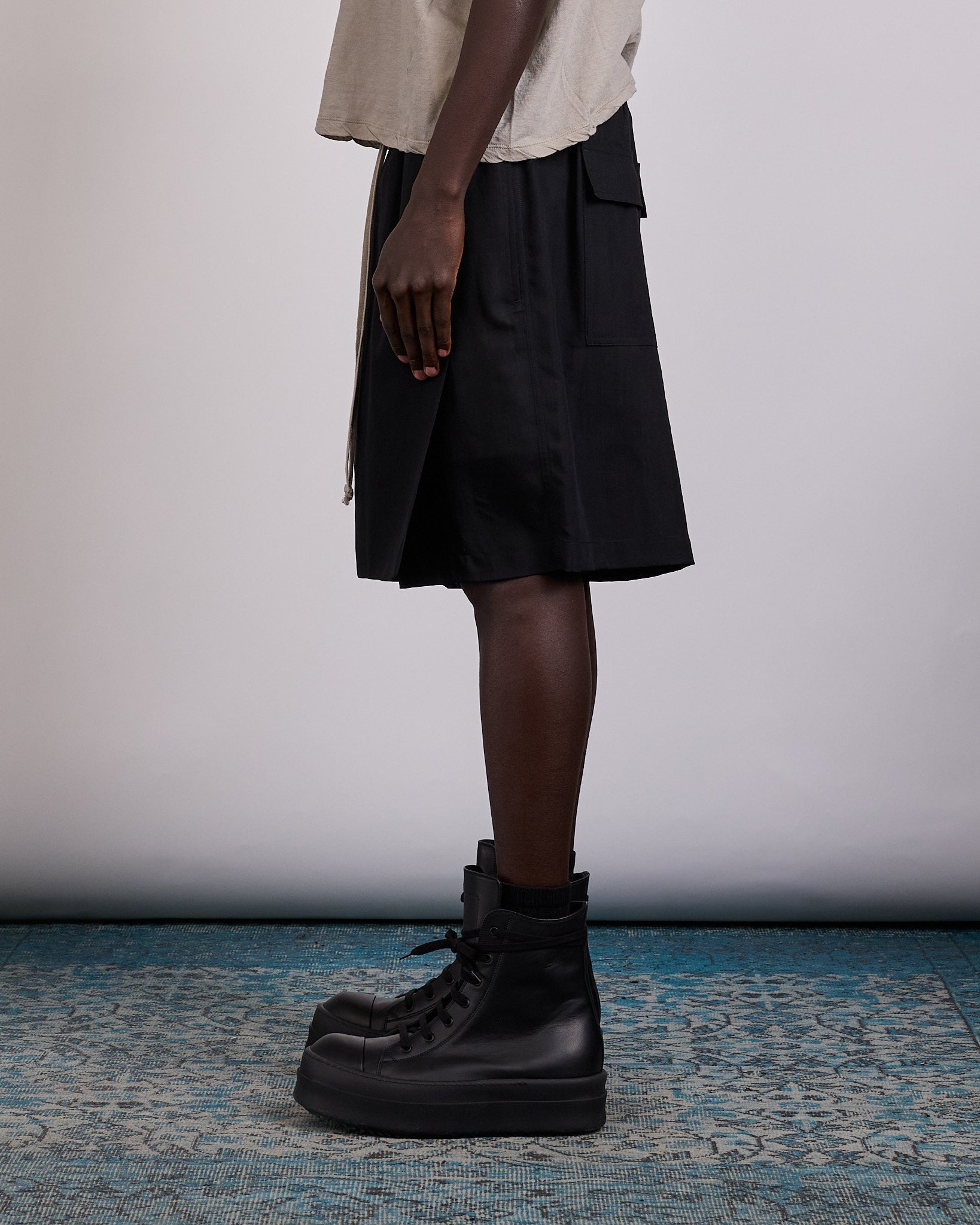 Rick Owens Kilt Short Wool Gauze Black