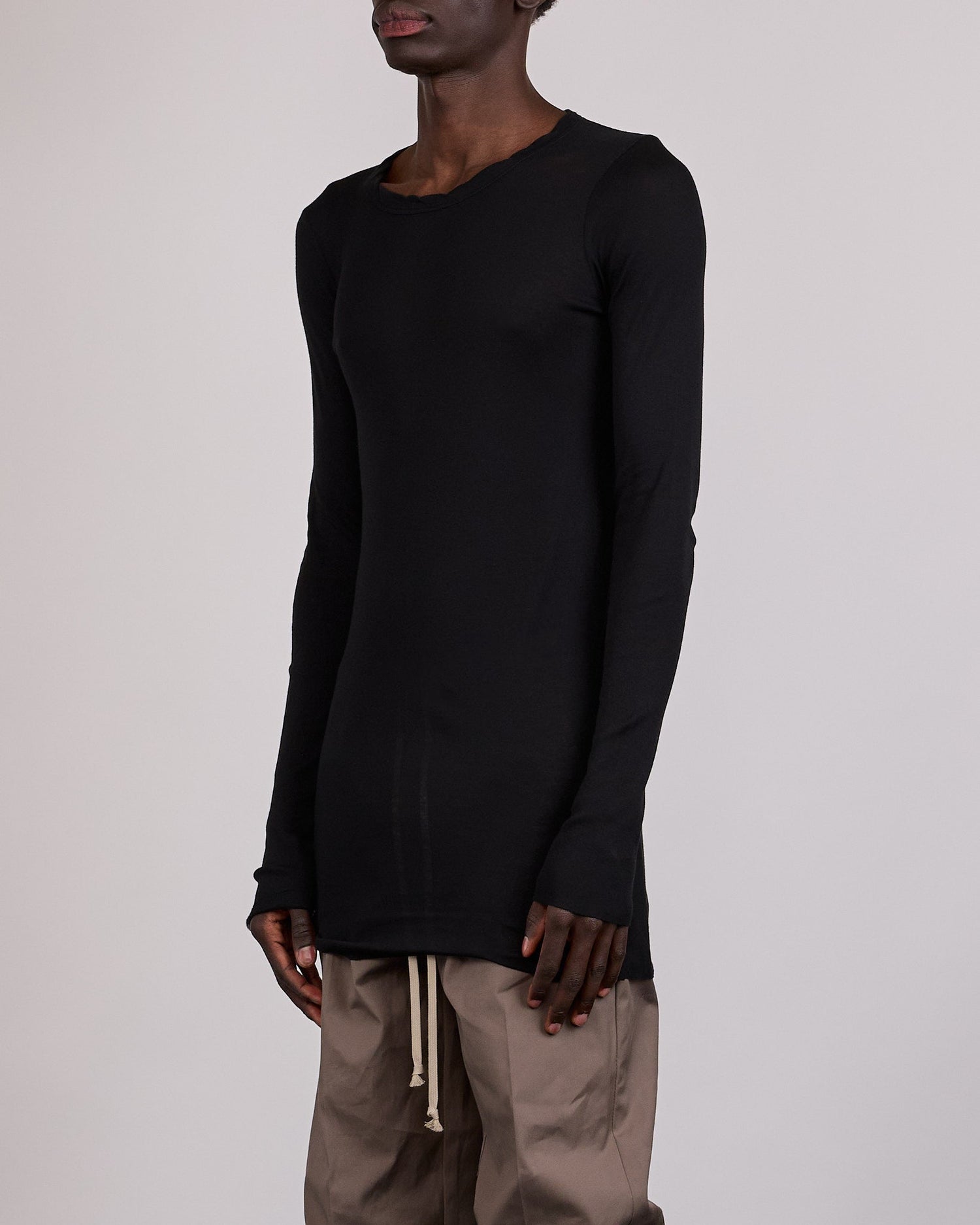 Rick Owens Longsleeve Rib T-Shirt Micro Rib Black