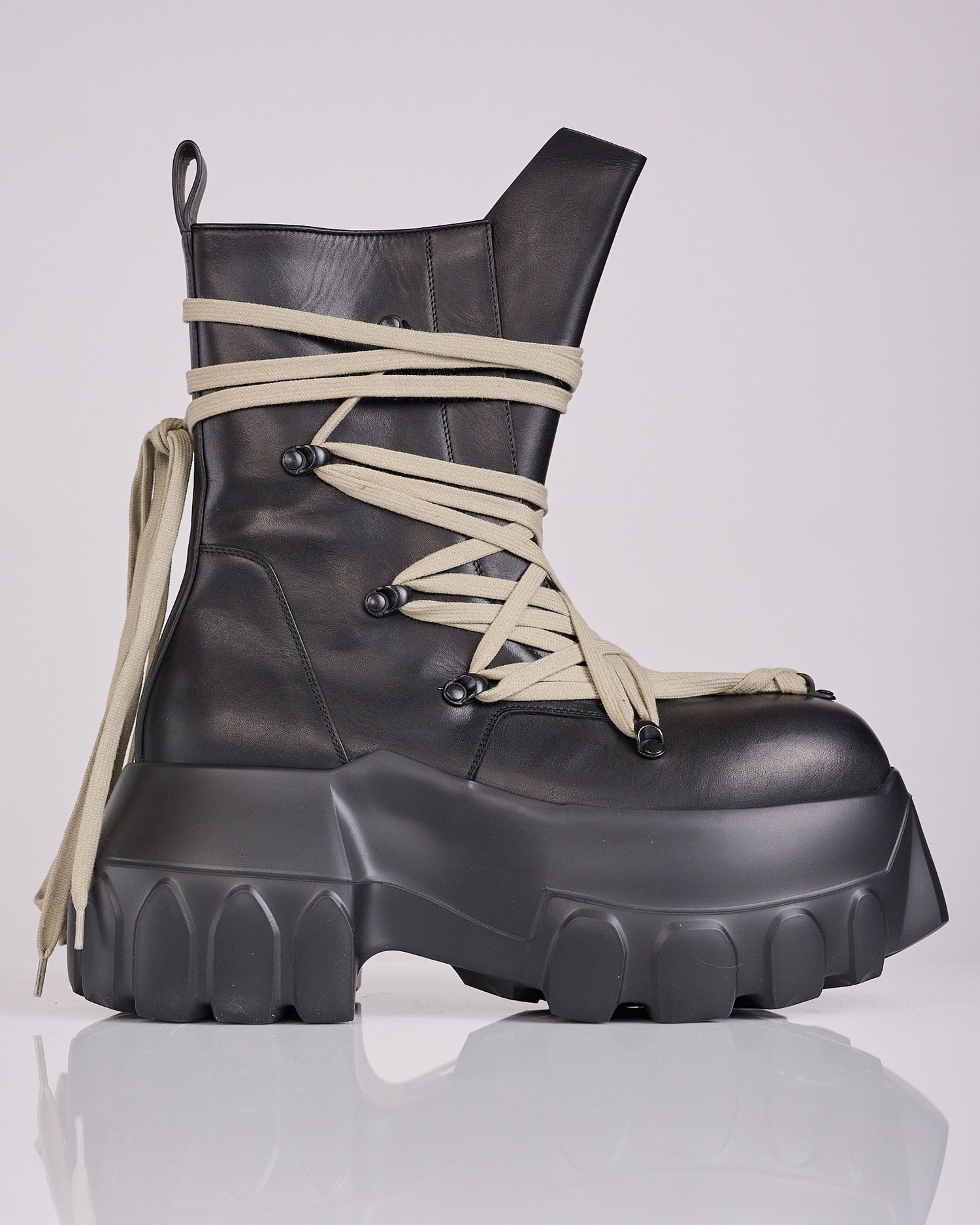Rick Owens Megalaced Megatractor Boot LOO Leather Black