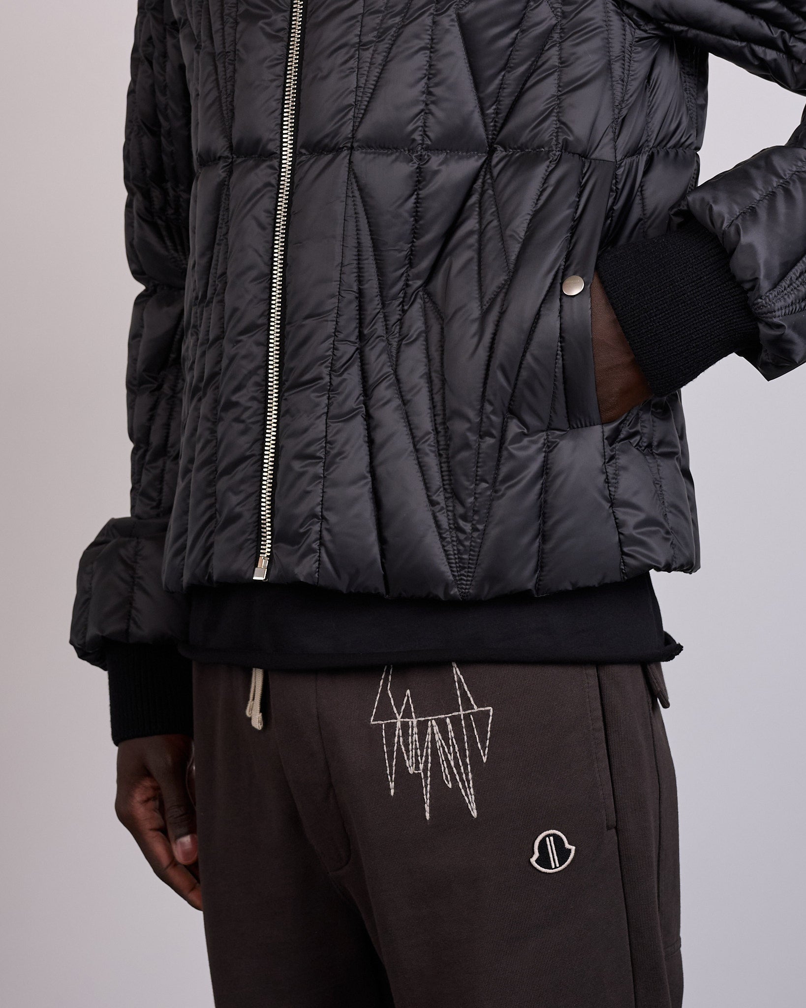 Rick Owens x Moncler Geocamo Flight Jacket Lightweight Duvet Black