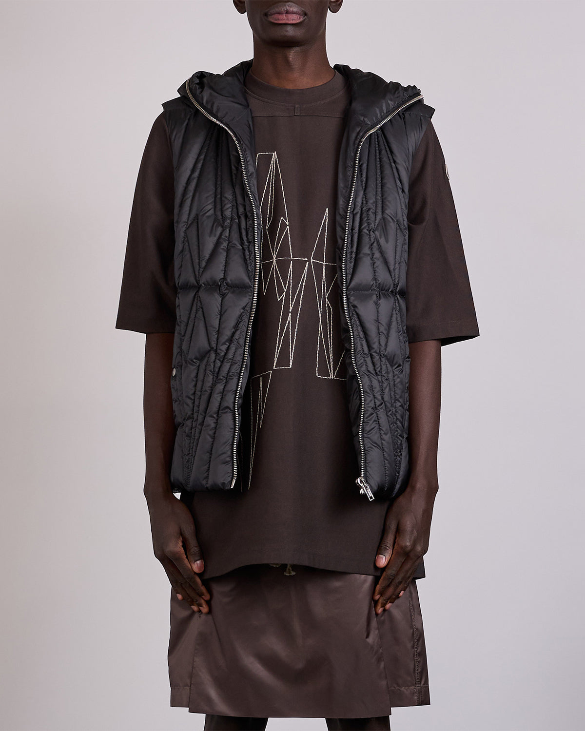 Rick Owens x Moncler Geocamo Ziplock Vest Lightweight Duvet Black