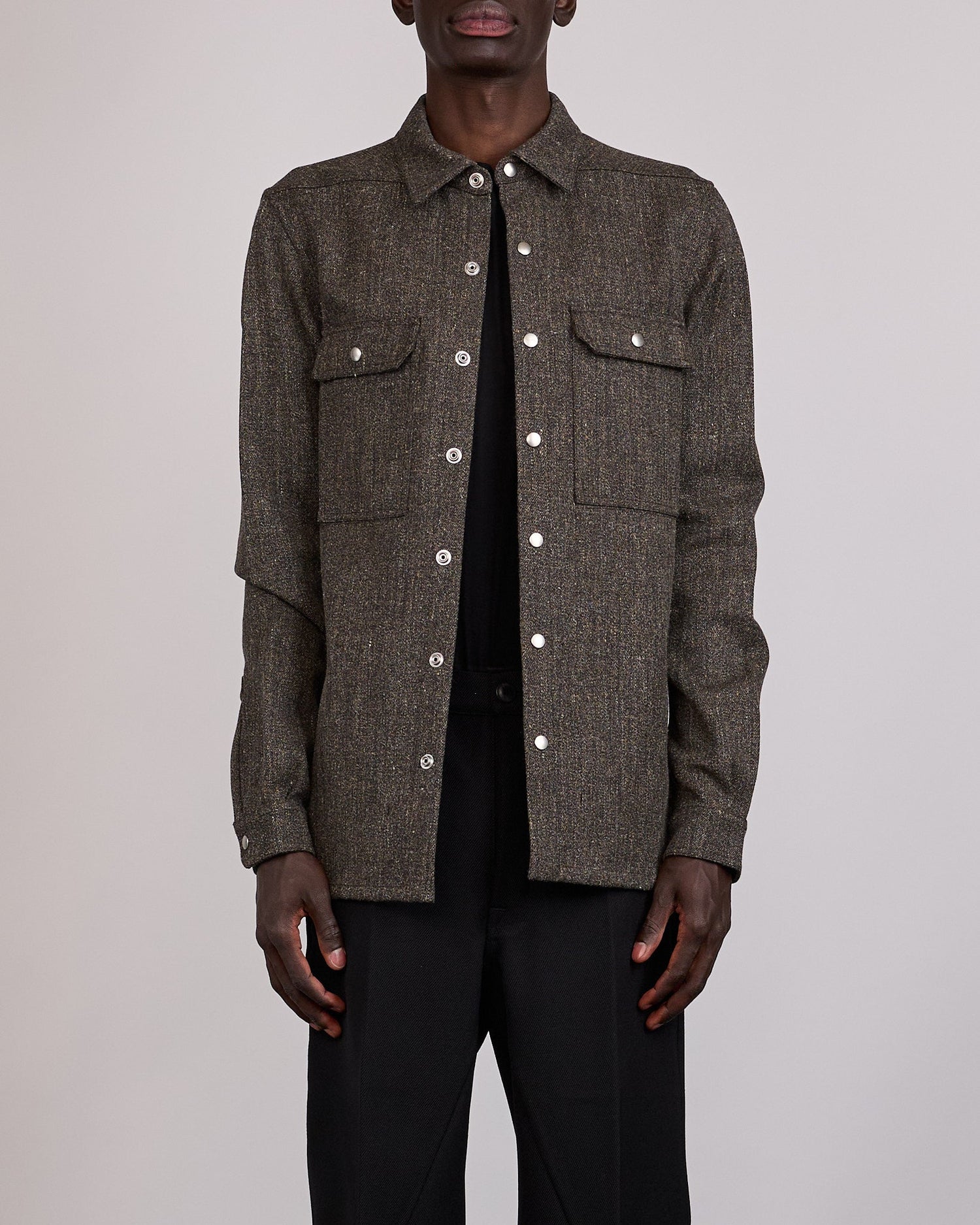 Rick Owens Outershirt Carbone Wool Carbon