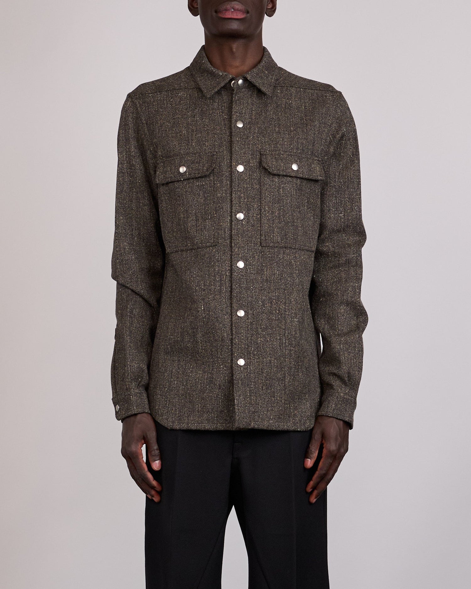 Rick Owens Outershirt Carbone Wool Carbon