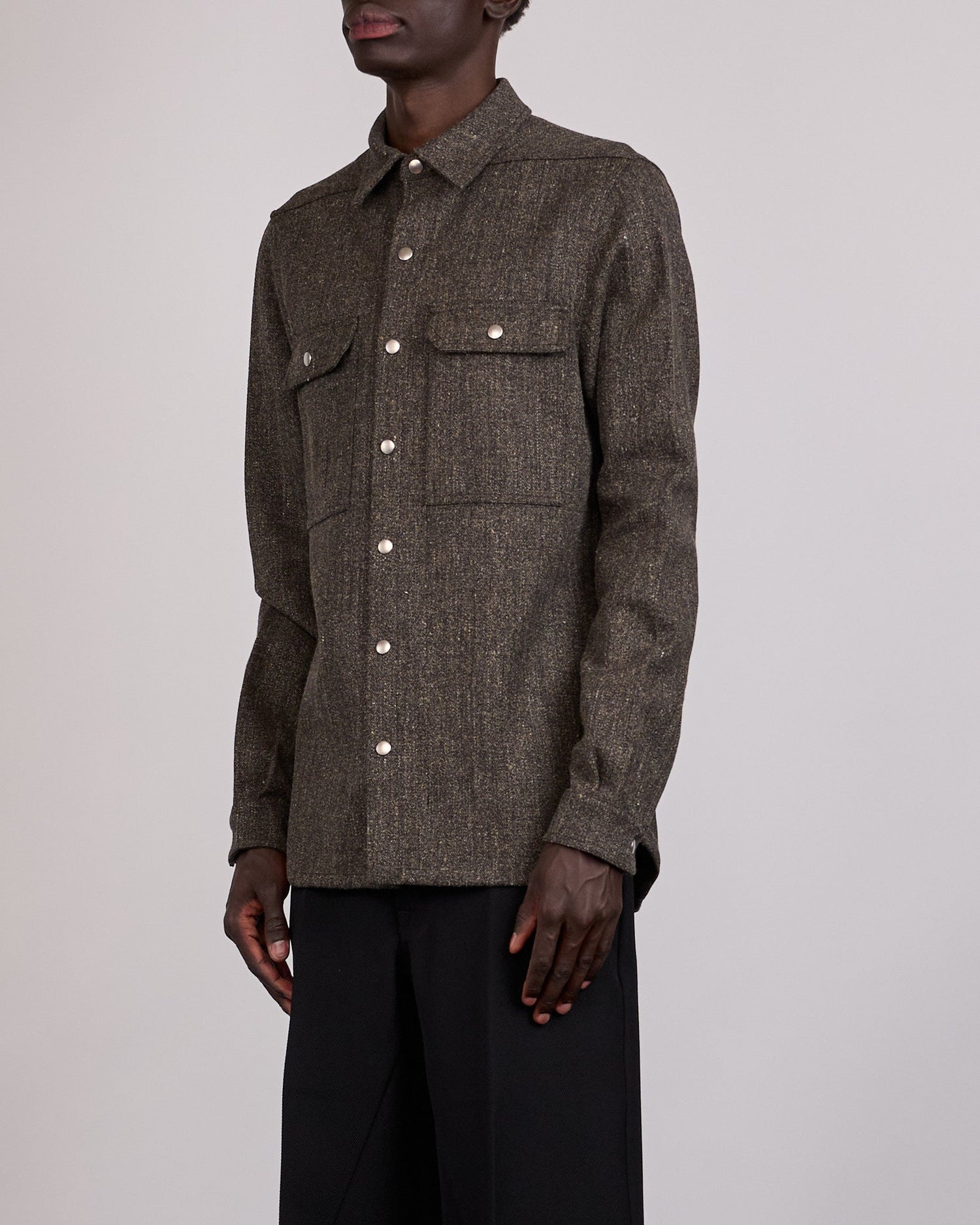 Rick Owens Outershirt Carbone Wool Carbon