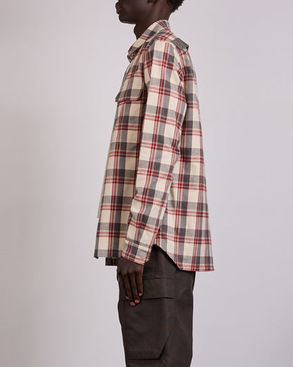Rick Owens Outershirt Cotton Plaid Milk