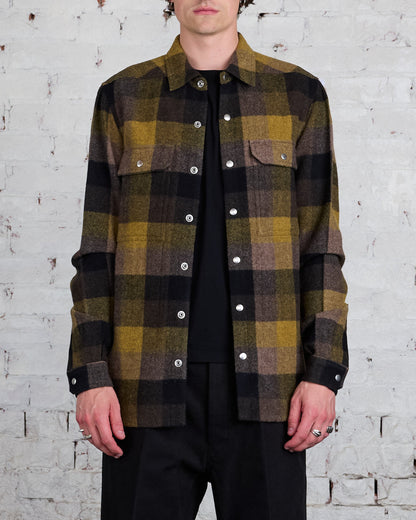 Rick Owens Outershirt Lodenette Wool Honey Plaid