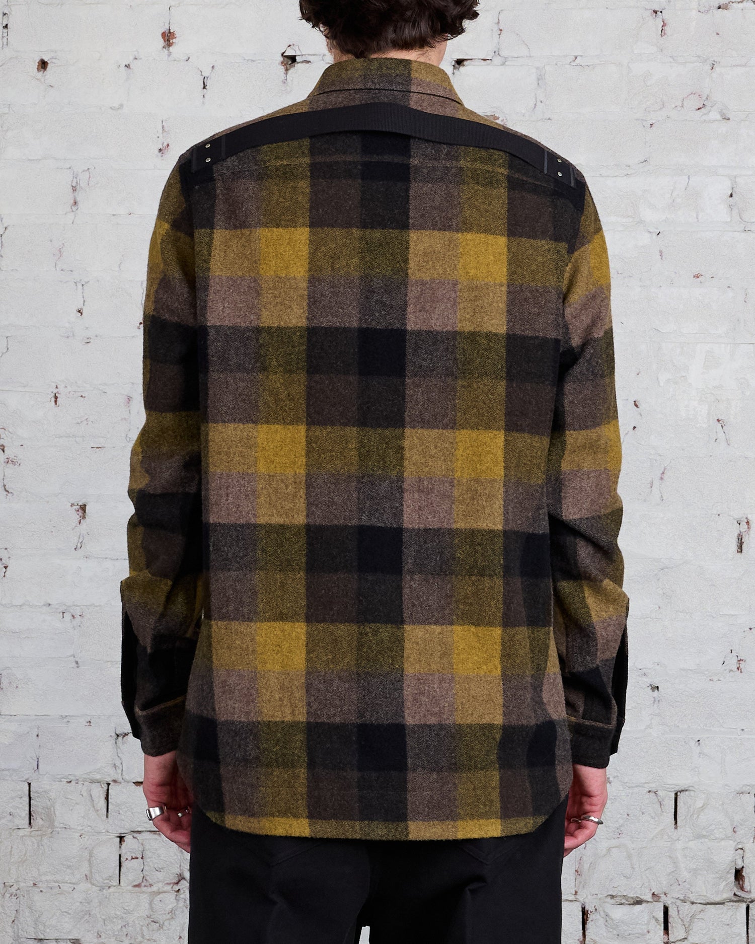 Rick Owens Outershirt Lodenette Wool Honey Plaid