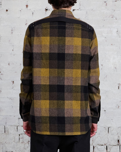 Rick Owens Outershirt Lodenette Wool Honey Plaid