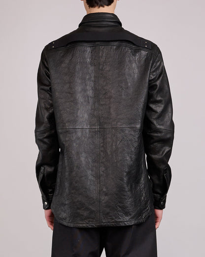 Rick Owens Outershirt Tumbled Lamb Leather Black