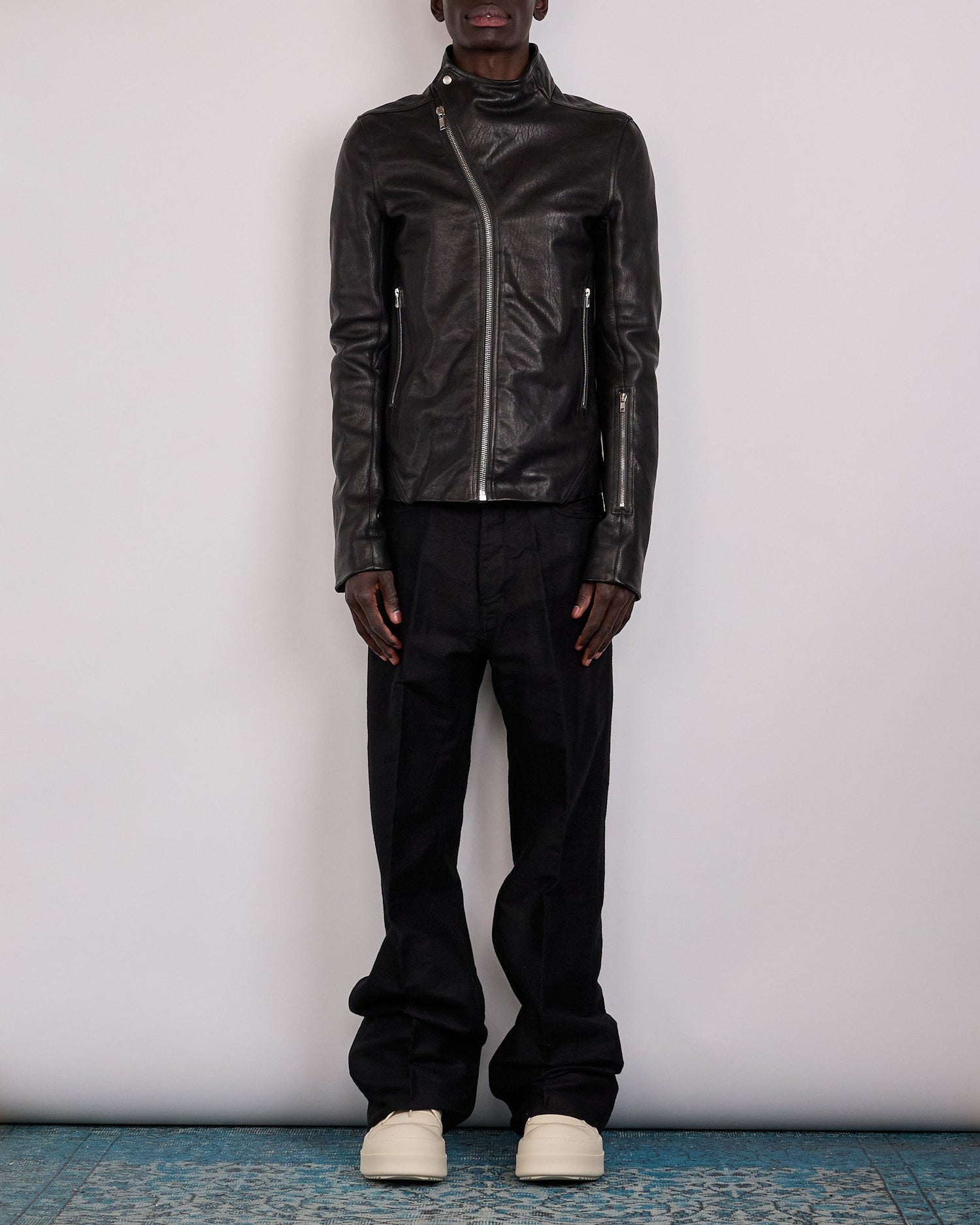 Rick Owens Release Jacket Washed Lamb Leather Black
