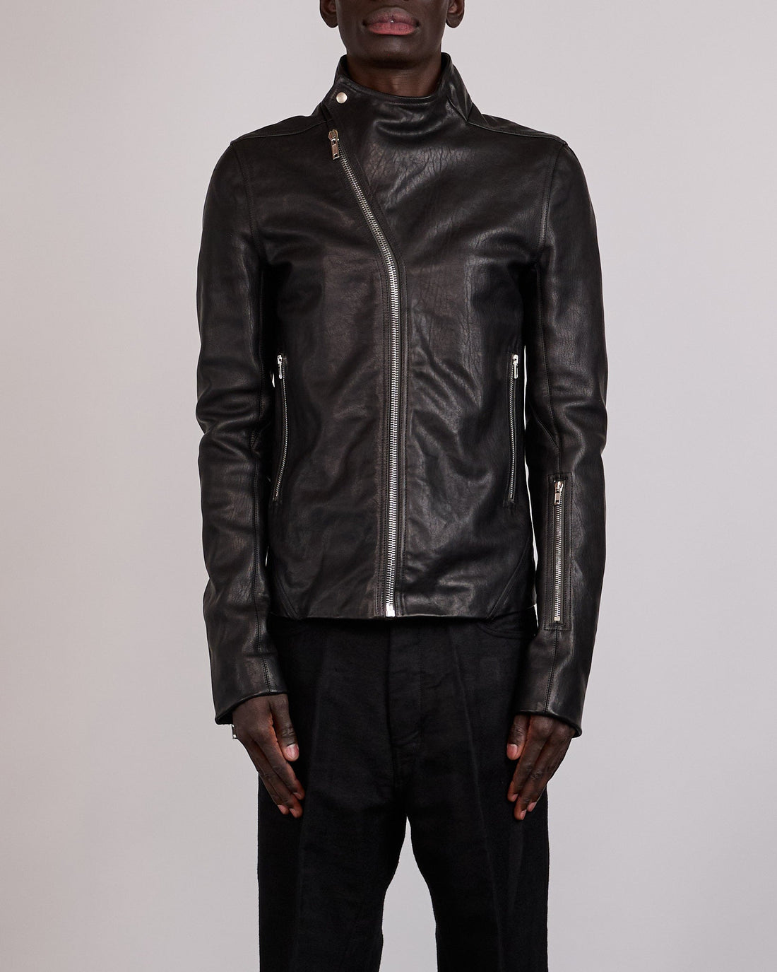 Rick Owens Release Jacket Washed Lamb Leather Black