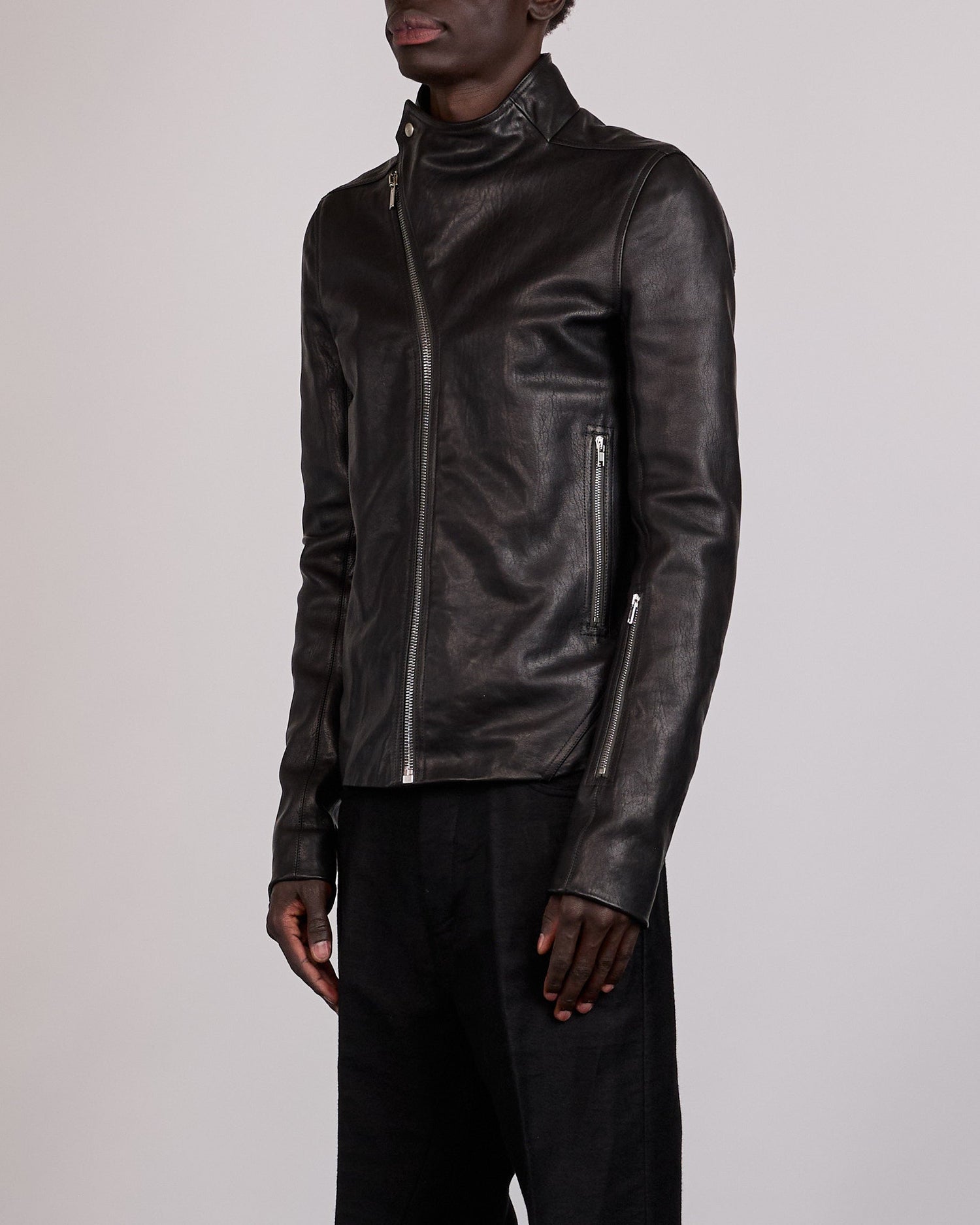 Rick Owens Release Jacket Washed Lamb Leather Black